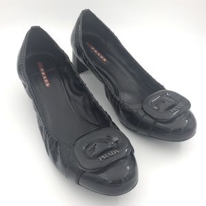Prada Vernice Nero Soft Black Patent Leather Heels